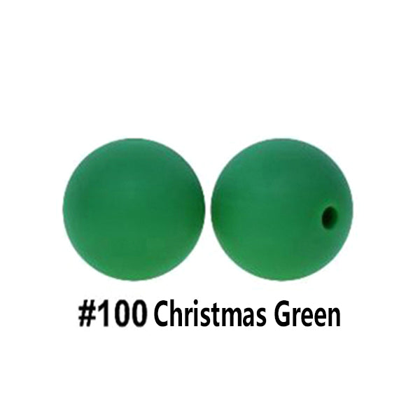 12/15mm Round Christmas Green Silicone Beads C#100