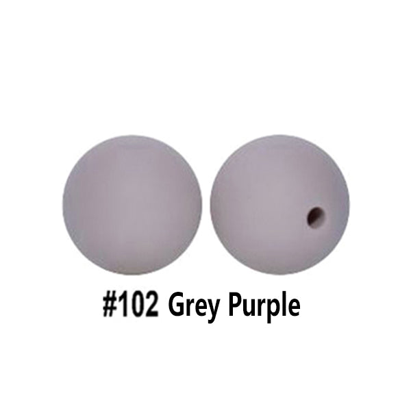 12/15mm Round Grey Purple Silicone Beads C#102