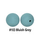 12/15mm Round Bluish Grey Silicone Beads C#103