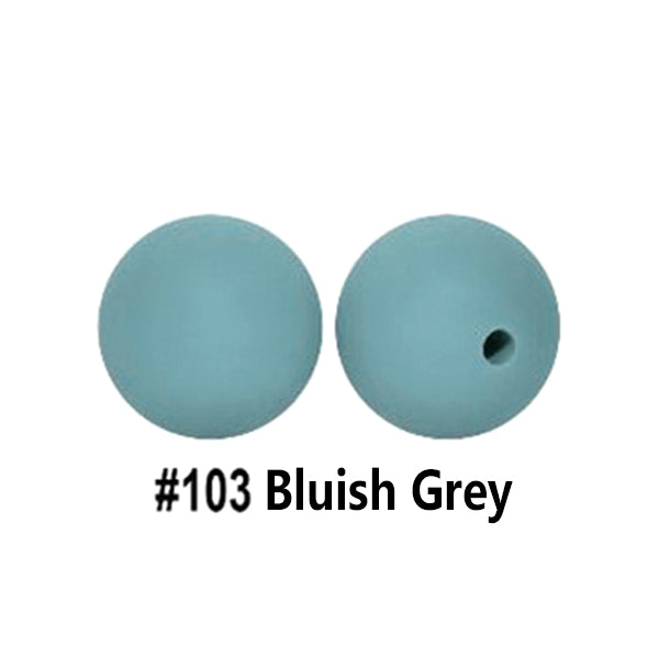 12/15mm Round Bluish Grey Silicone Beads C#103