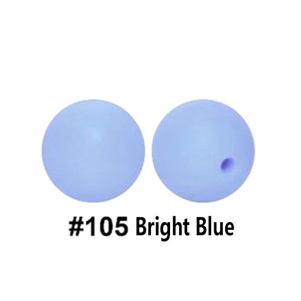 12/15mm Round Bright Blue Silicone Beads C#105