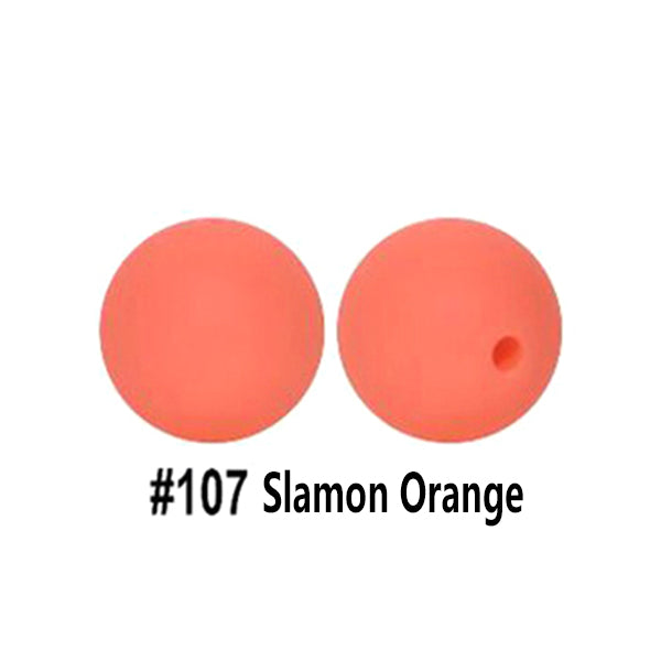 12/15mm Round Slamon Orange Silicone Beads C#107