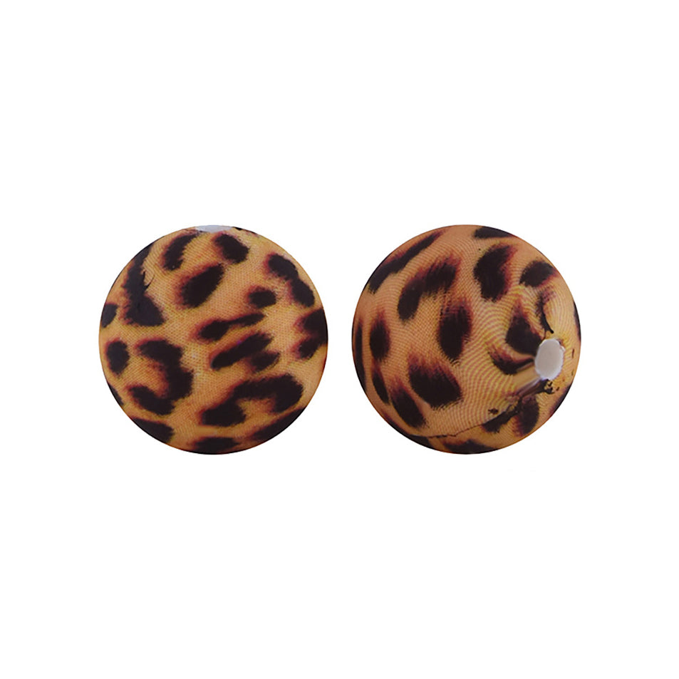 12/15mm Cheetah Print Round Silicone Beads R#10