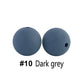 12/15mm Round Dark Grey Silicone Beads C#10