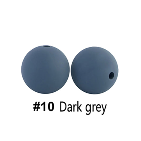 12/15mm Round Dark Grey Silicone Beads C#10