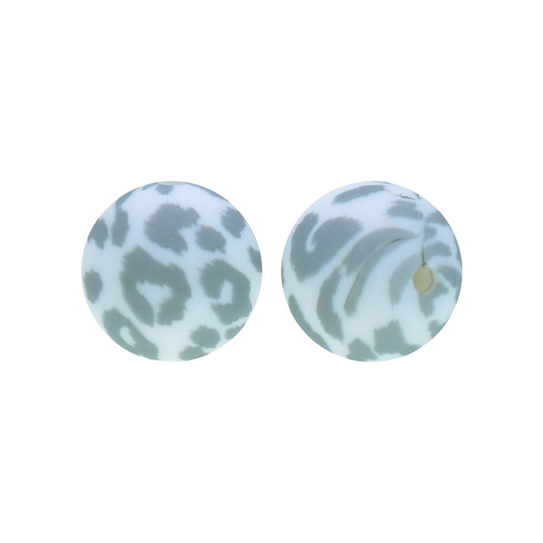 12/15mm Grey Leopard Print Round Silicone Beads R#110