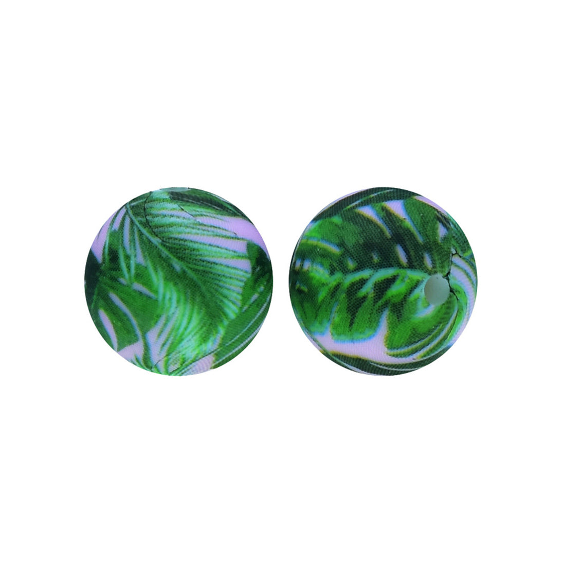 12/15mm Peacock Print Round Silicone Beads R#114