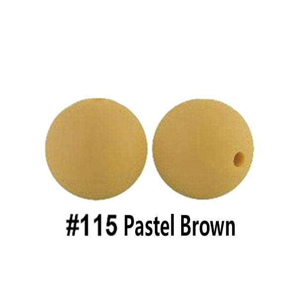 12/15mm Round Pastel Brown Silicone Beads C#115