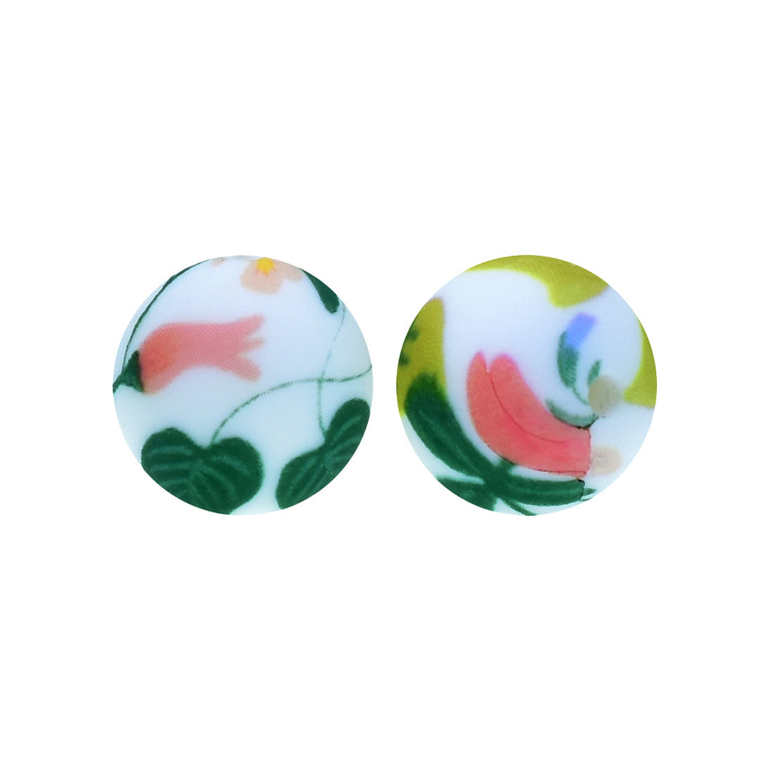 12/15mm Begonia Print Round Silicone Beads R#117