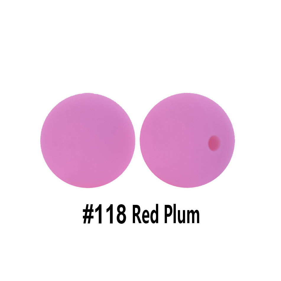 12/15mm Round Red Plum Silicone Beads C#118