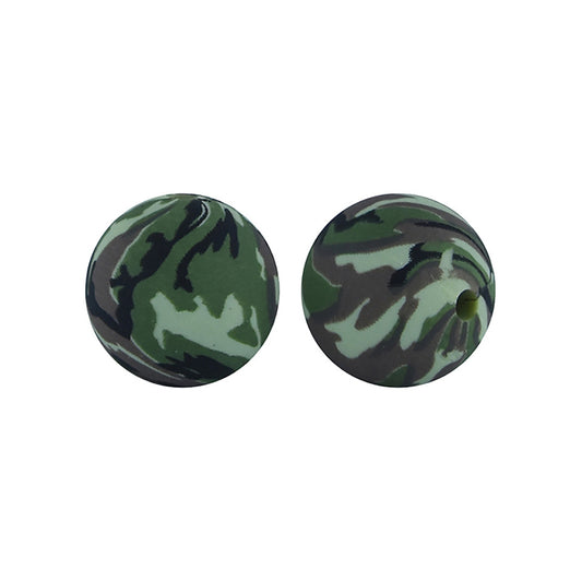 12/15mm Camo Print Round Silicone Beads R#11