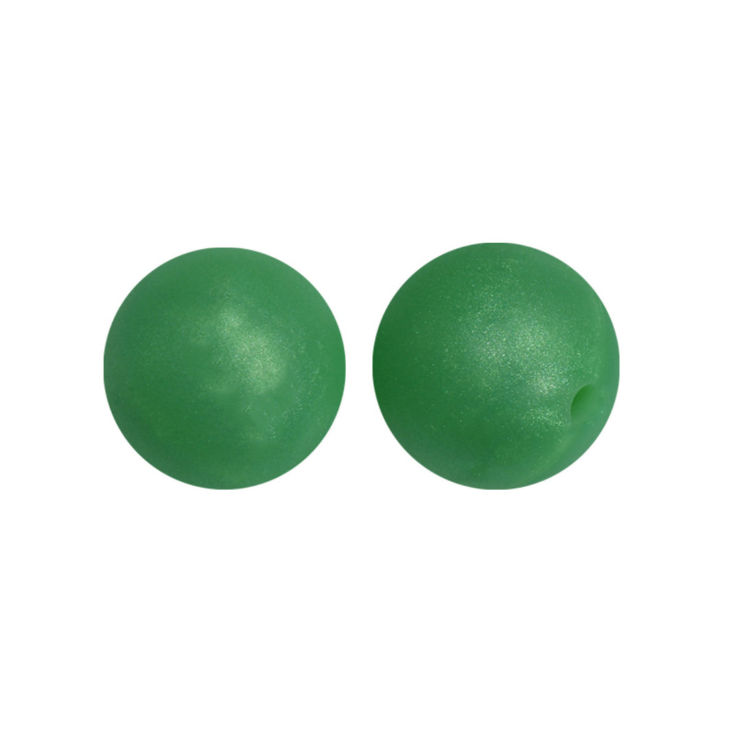 12/15mm Round Pearl Dark Green Silicone Beads C#122