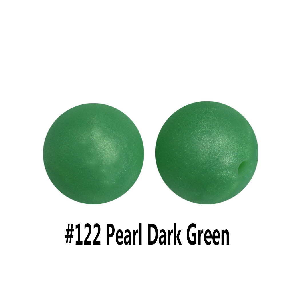 12/15mm Round Pearl Dark Green Silicone Beads C#122