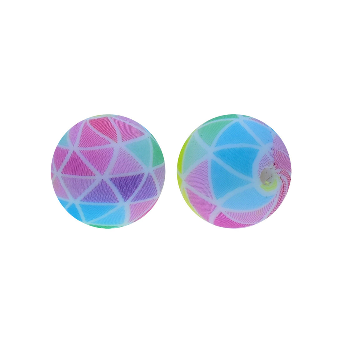 12/15mm Colorful Triangle Print Round Silicone Beads R#124