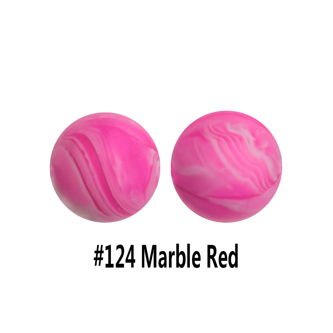 12/15mm Round Marble Red Silicone Beads C#124