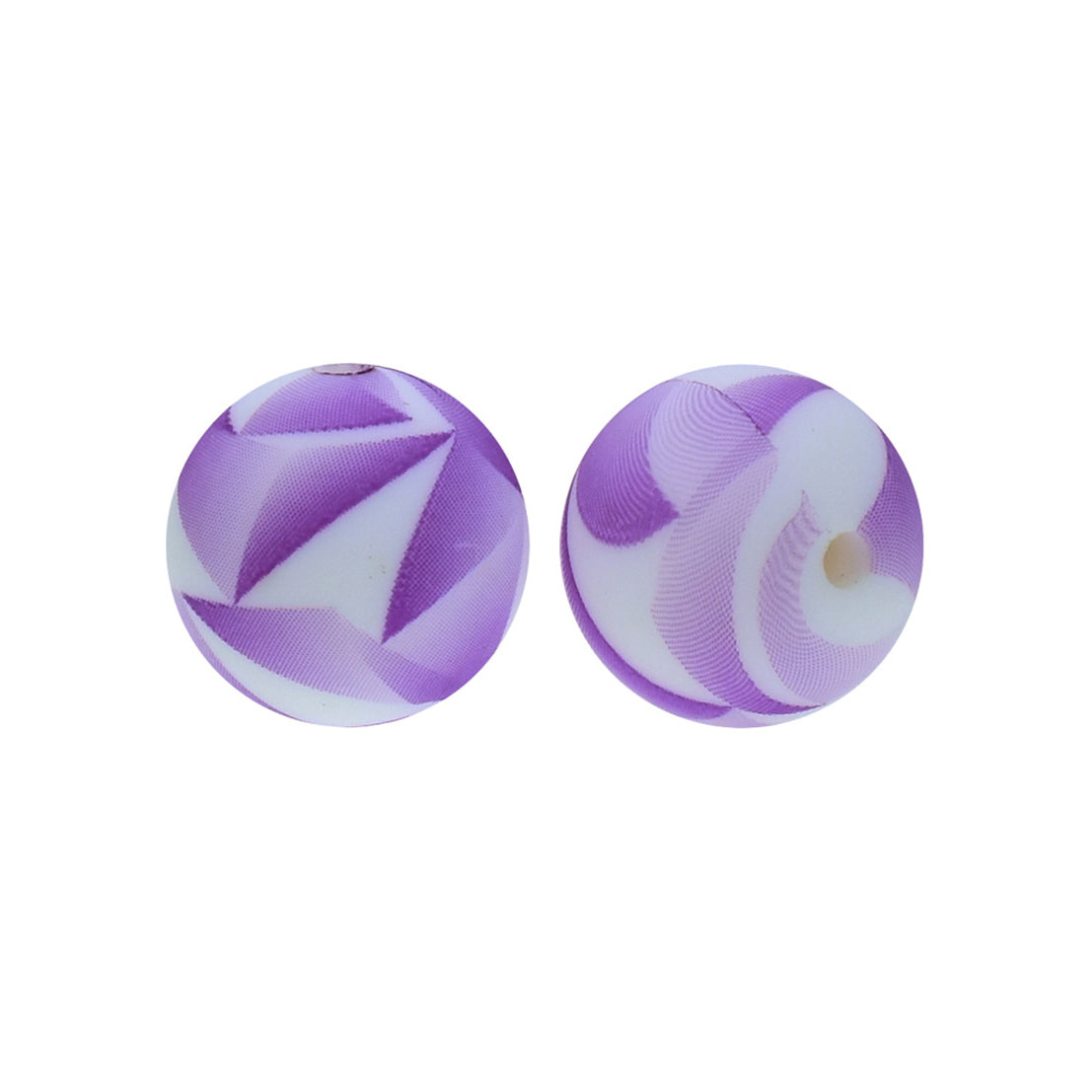 12/15mm Purple Clothes Print Round Silicone Beads R#130