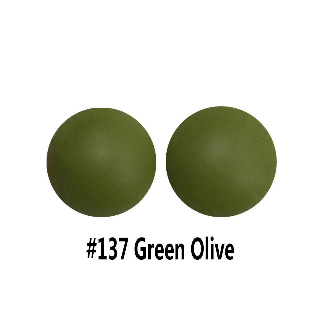 12/15mm Round Green Olive Silicone Beads C#137