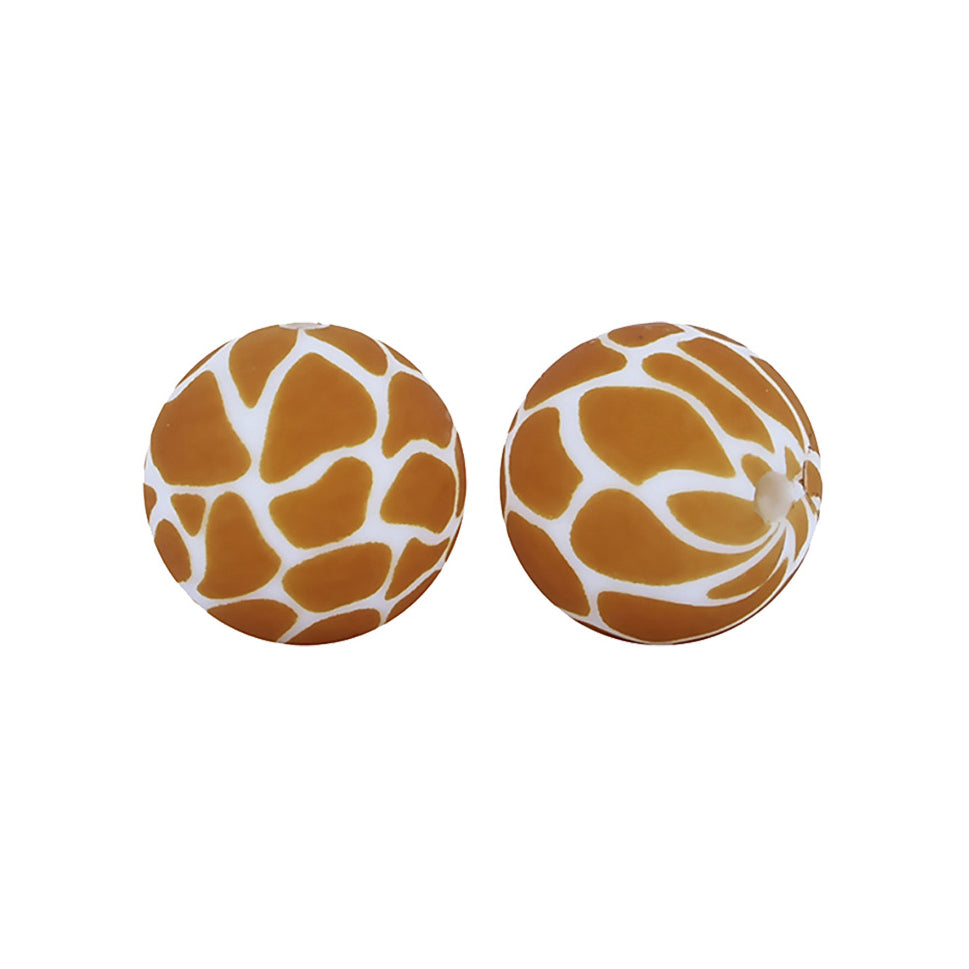 12/15mm Giraffe Print Round Silicone Beads R#16