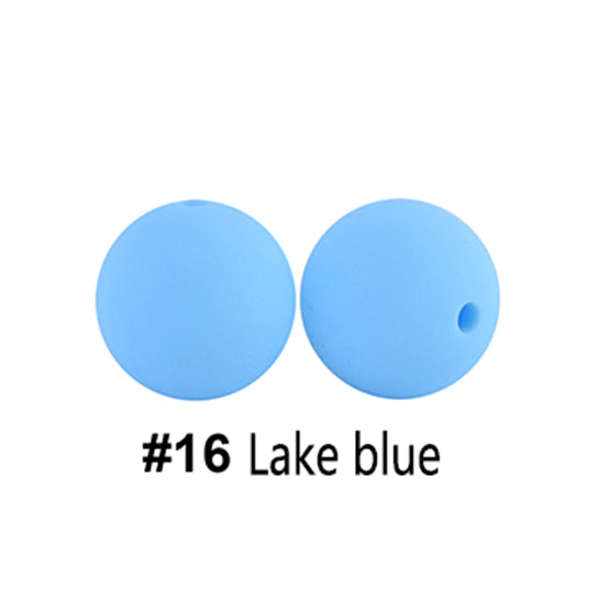 12/15mm Round Lake Blue Silicone Beads C#16