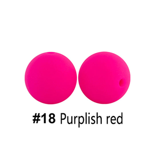 12/15mm Round Purplish Red Silicone Beads C#18