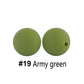 12/15mm Round Army Green Silicone Beads C#19