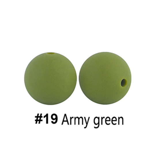 12/15mm Round Army Green Silicone Beads C#19