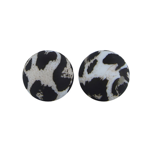 12/15mm Leopard Round Silicone Beads R#01