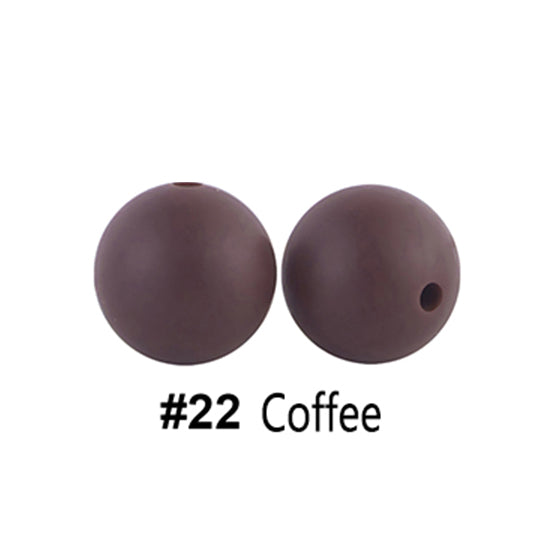 12/15mm Round Coffee Silicone Beads C#22