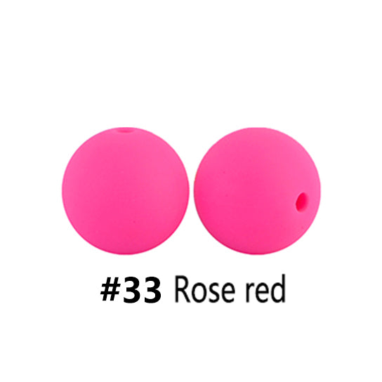 12/15mm Round Rose Red Silicone Beads C#33