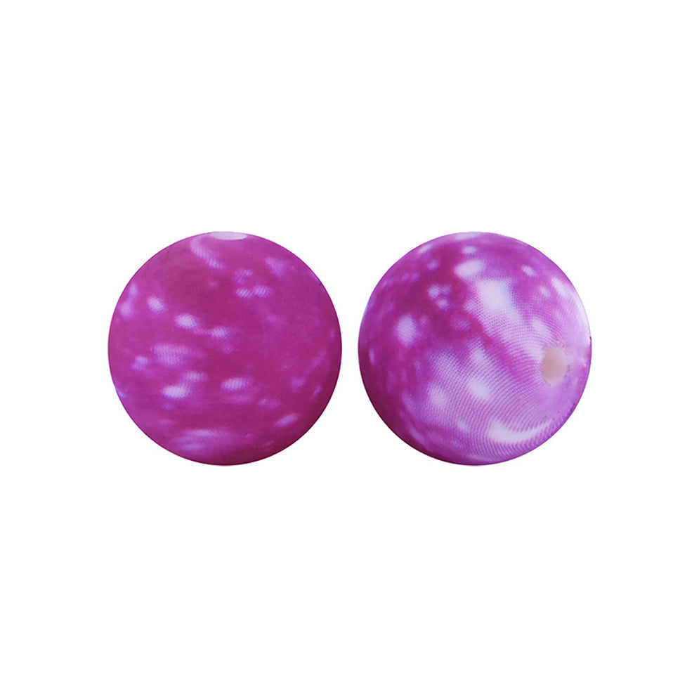 12/15mm Starry Sky Print Round Silicone Beads R#26