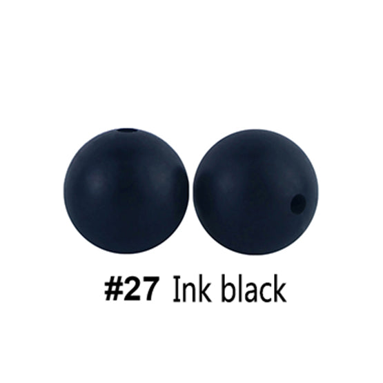 12/15mm Round Black Silicone Beads C#27