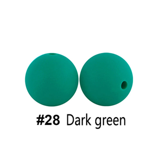 12/15mm Round Dark Green Silicone Beads C#28