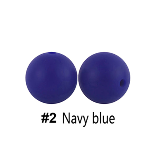 12/15mm Round Navy Blue Silicone Beads C#02