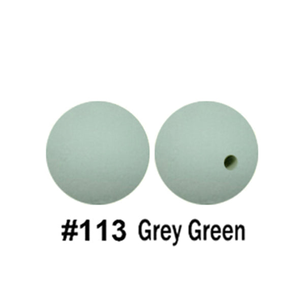 12/15mm Round Grey Green Silicone Beads C#113