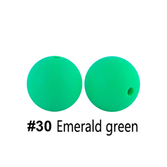 12/15mm Round Emerald Green Silicone Beads C#30