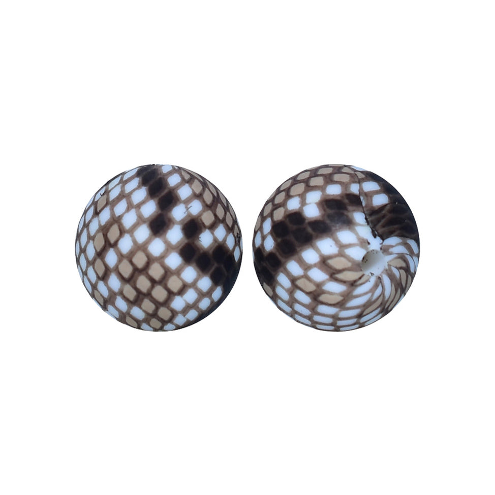 12/15mm Snakeskin Print Round Silicone Beads R#31