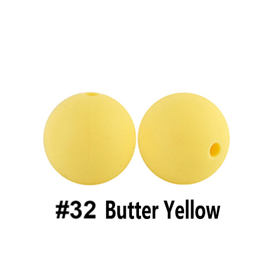 12/15mm Round Butter Yellow Silicone Beads C#32