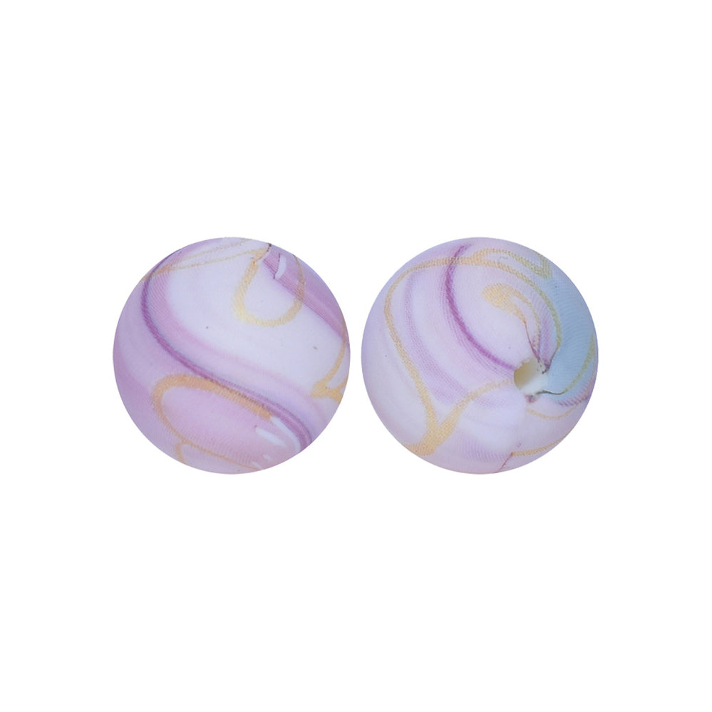 12/15mm Meridian Print Round Silicone Beads R#34