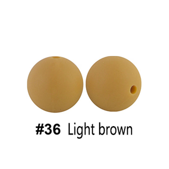 12/15mm Round Light Brown Silicone Beads C#36