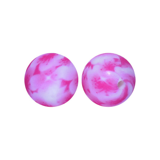 12/15mm Flower Print Round Silicone Beads R#36