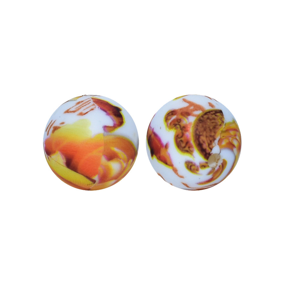 12/15mm Blessing Print Round Silicone Beads R#38