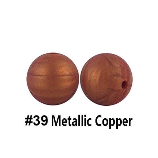 12/15mm Round Metallic Copper Silicone Beads C#39