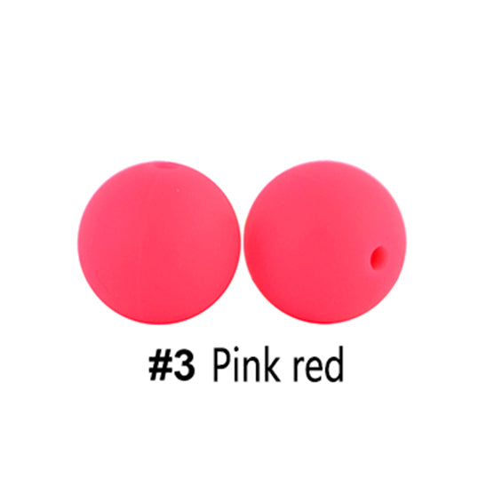 12/15mm Round Pink Red Silicone Beads C#03