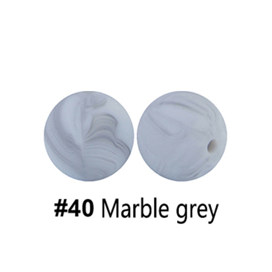 12/15mm Round Marble Grey Silicone Beads C#40