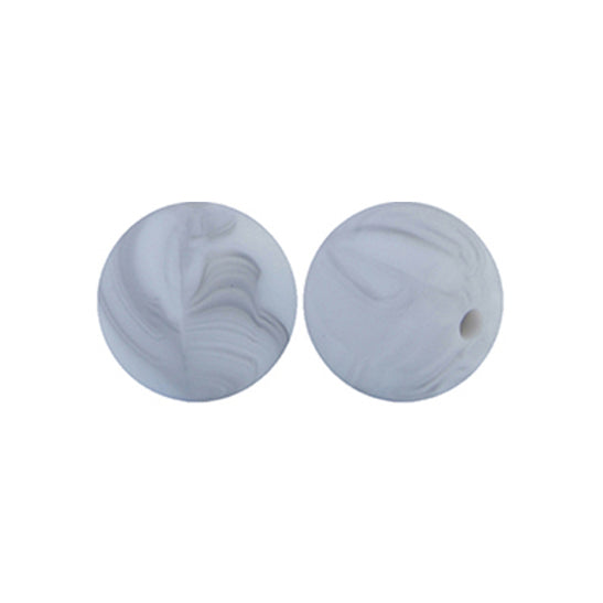 12/15mm Round Marble Grey Silicone Beads C#40