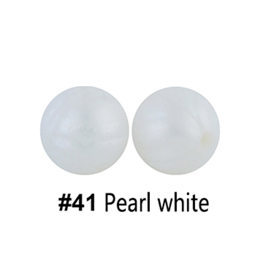 12/15mm Round Pearl White Silicone Beads C#41