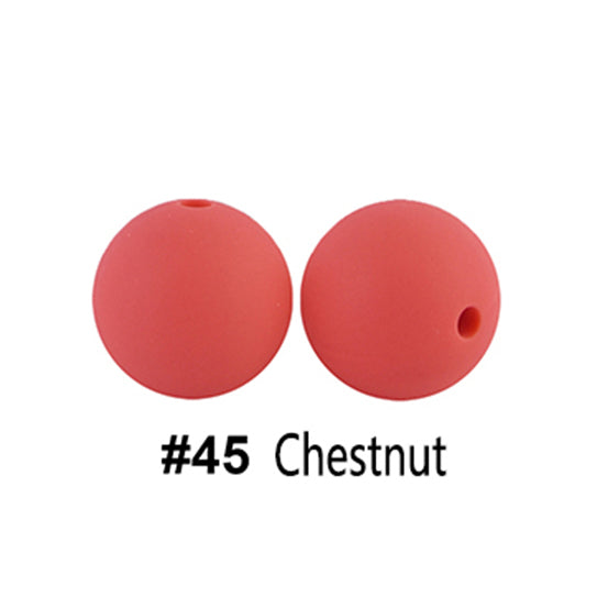 12/15mm Round Chesrnut Silicone Beads C#45