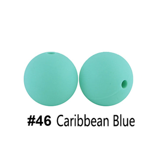 12/15mm Round Caribbean Blue Silicone Beads C#46