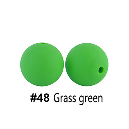 12/15mm Round Grass Green Silicone Beads C#48