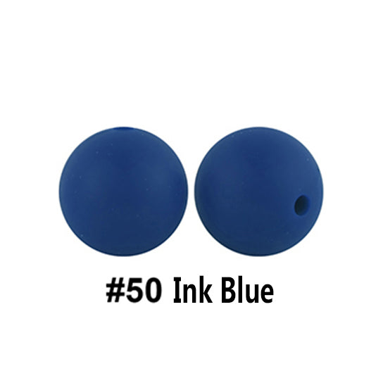 12/15mm Round Ink Blue Silicone Beads C#50